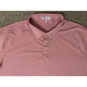 PETER MILLAR GOLF POLO SHIRT Size‎ 2XL Pink Striped SUMMER COMFORT